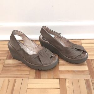 Fly London Yakin leather twist strap wedges size 38